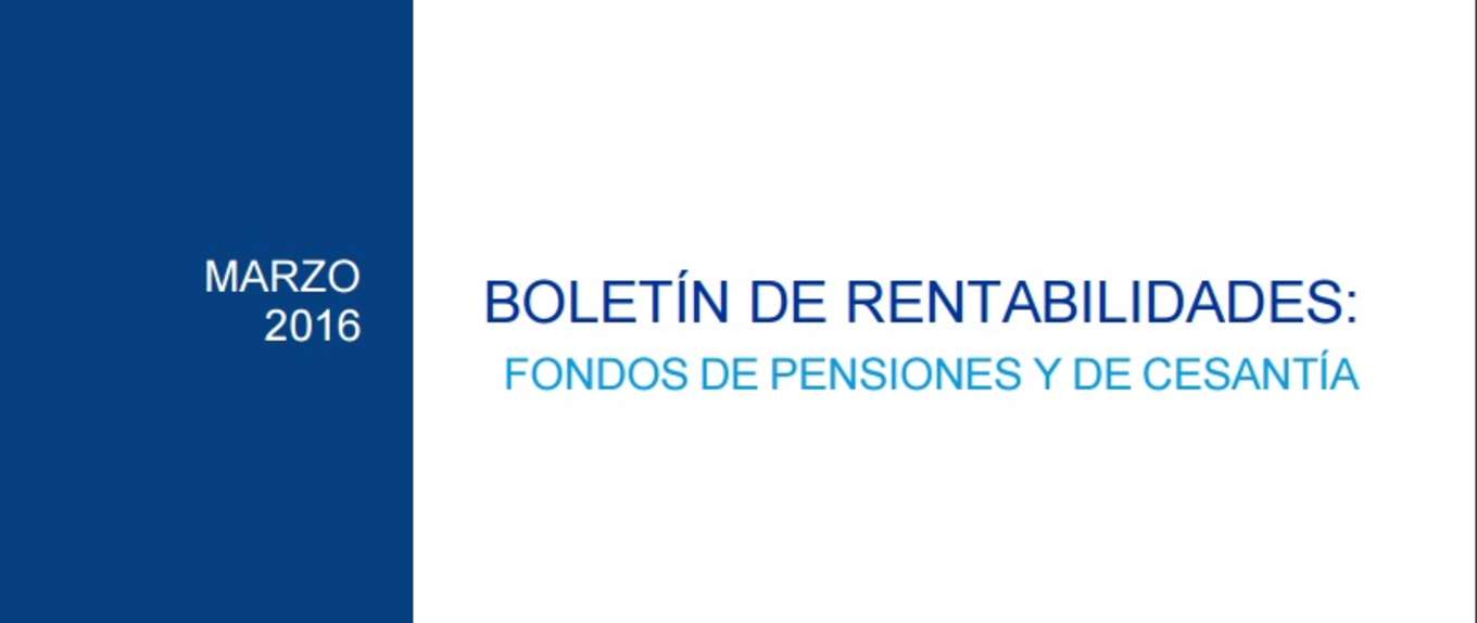 Boletín de Rentabilidades: Fondos de Pensiones y de Cesantía, Marzo 2016