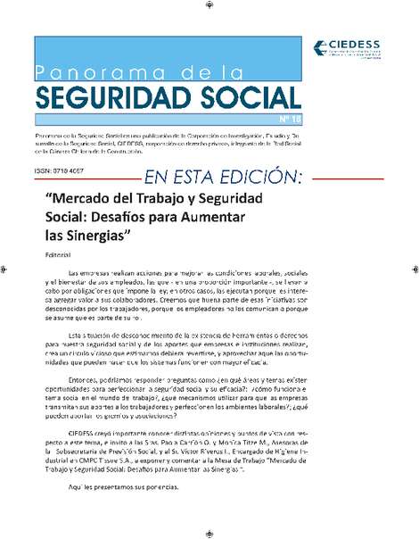 "Mercado del Trabajo y Seguridad Social: Desafíos para Aumentar las Sinergias"